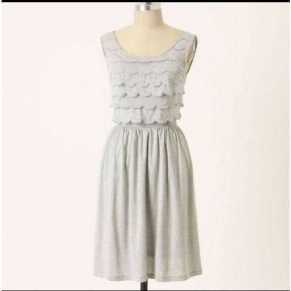 Anthropologie Deletta Silver Gray Scallop Dress - image 1