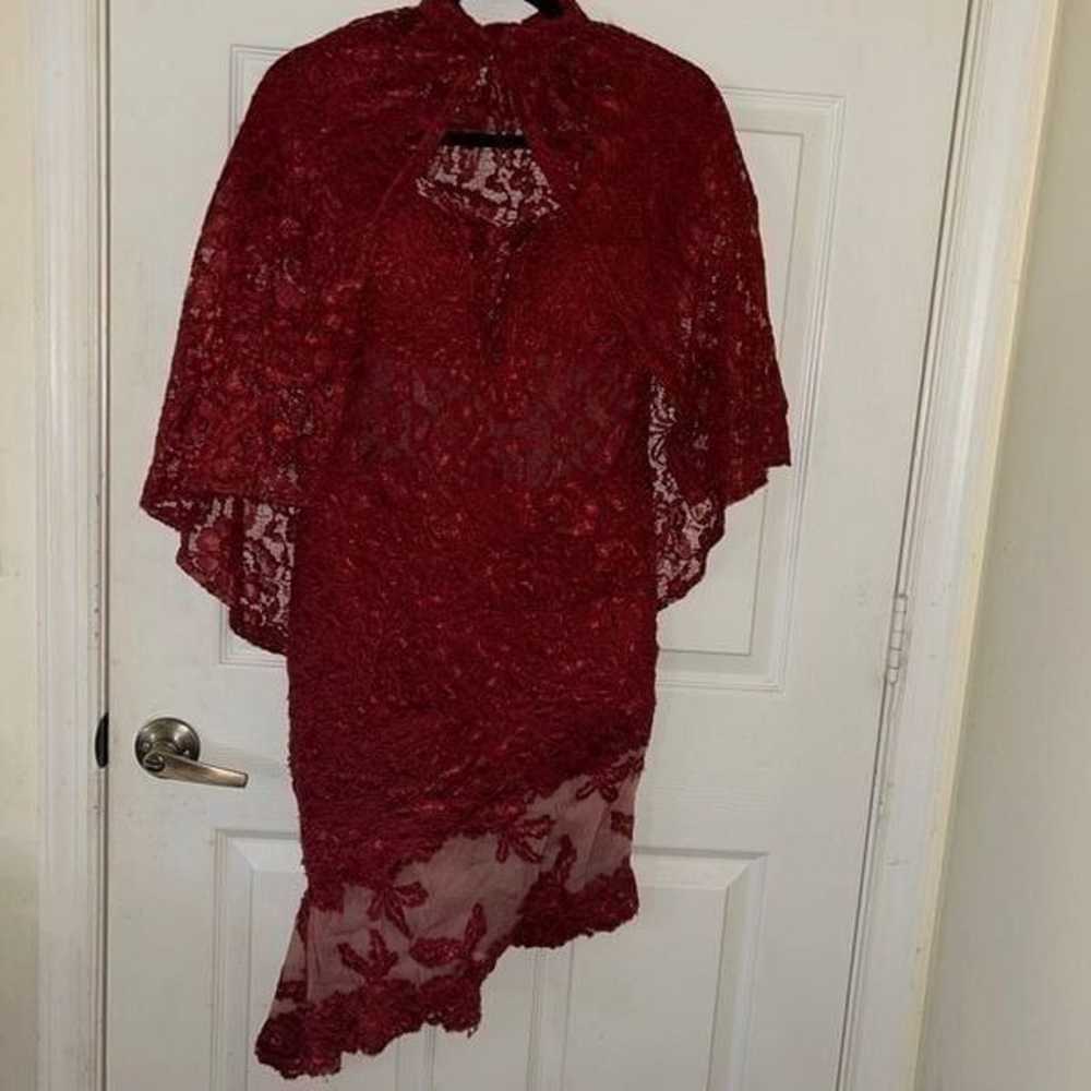 Vintage Nina Canacci Asymmetrical Lace Dress W/La… - image 1