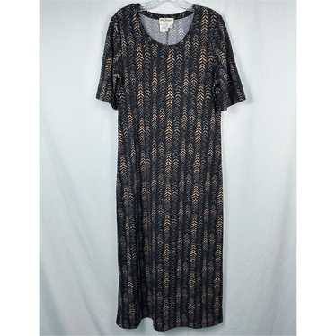 Norm Thompson Stretch Knit Maxi Dress Black Tan M… - image 1