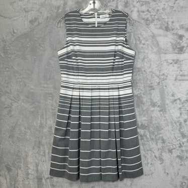 Calvin Klein Dress Womens 12 Gray White Stripe Fi… - image 1