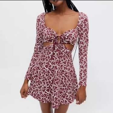 Urban Outfitters • Heart Print Front Tie Dress