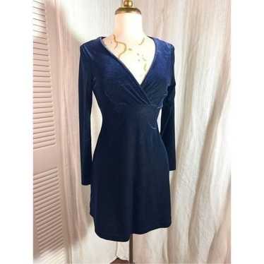 Vintage Velvet Navy Mini Dress - Size M