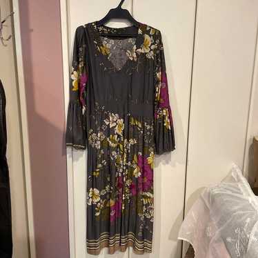 Flower Print Long Sleeve Long Dress - image 1