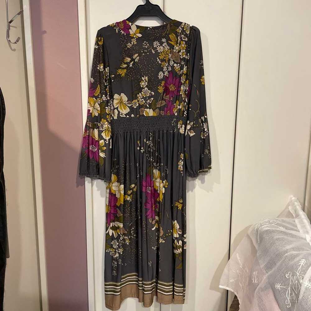 Flower Print Long Sleeve Long Dress - image 5