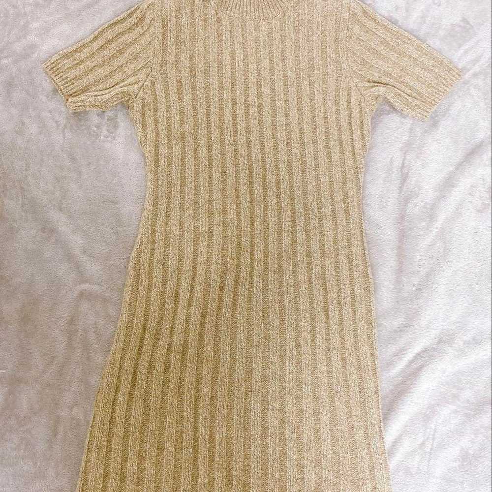 CLUBBY TIME Beige Turtle Neck Knit Dress - image 1