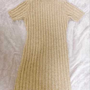 CLUBBY TIME Beige Turtle Neck Knit Dress - image 1