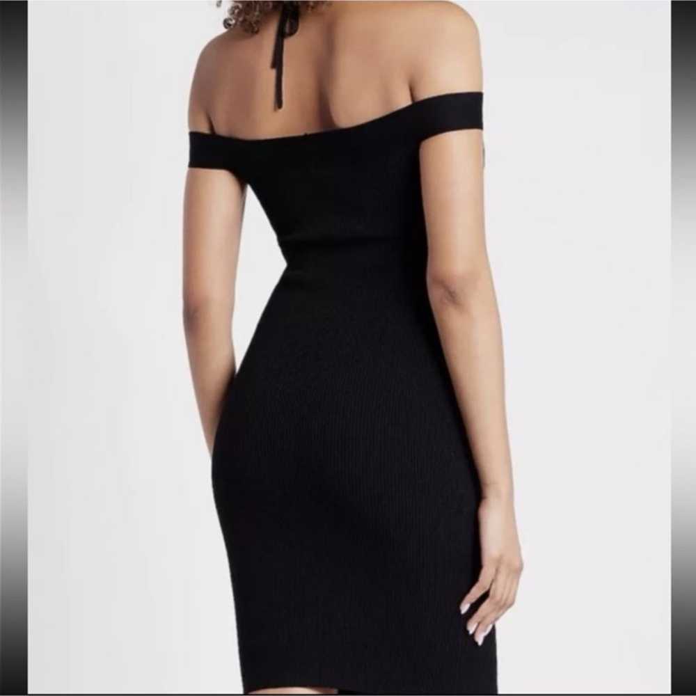 Women’s Off The Shoulder Ribbed Black Dress - image 2