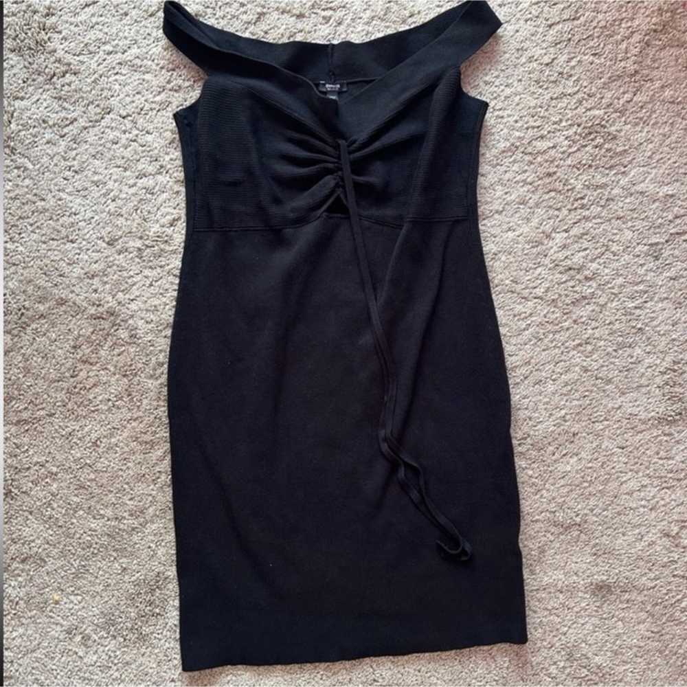 Women’s Off The Shoulder Ribbed Black Dress - image 3