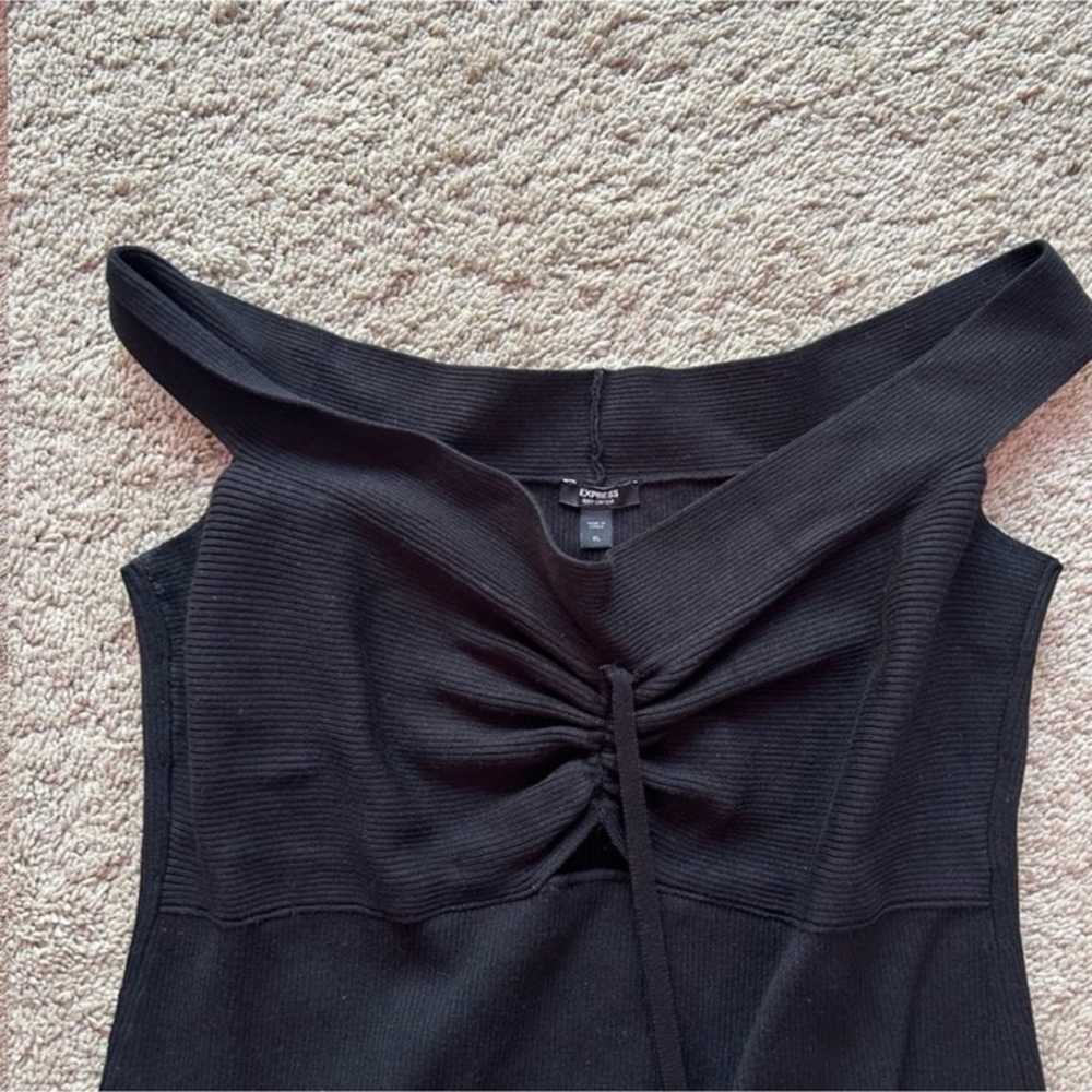 Women’s Off The Shoulder Ribbed Black Dress - image 4