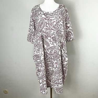 Woolovers Tunic Dress Paisley White 100% Linen Lag