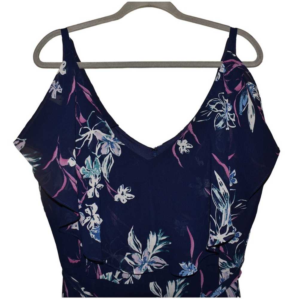 LANE BRYANT $99 Navy Floral Ruffle Trim Tie Waist… - image 3