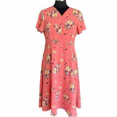 Sweetsalt Modest Clothing Peach Floral Midi Dress… - image 1