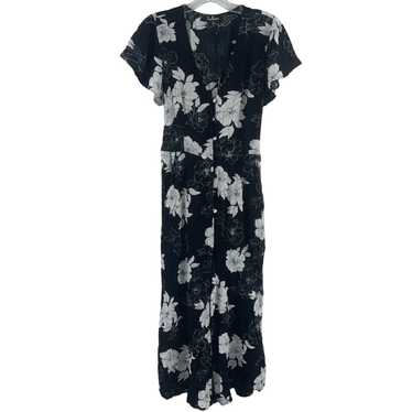 Lulus Black & White Floral Print V-Neck Jumpsuit … - image 1