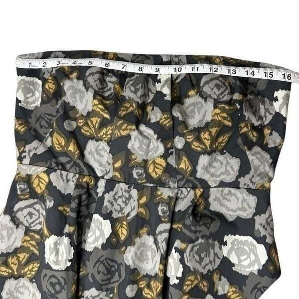 J. CREW Strapless Knee Length Gray White Roses Dr… - image 12