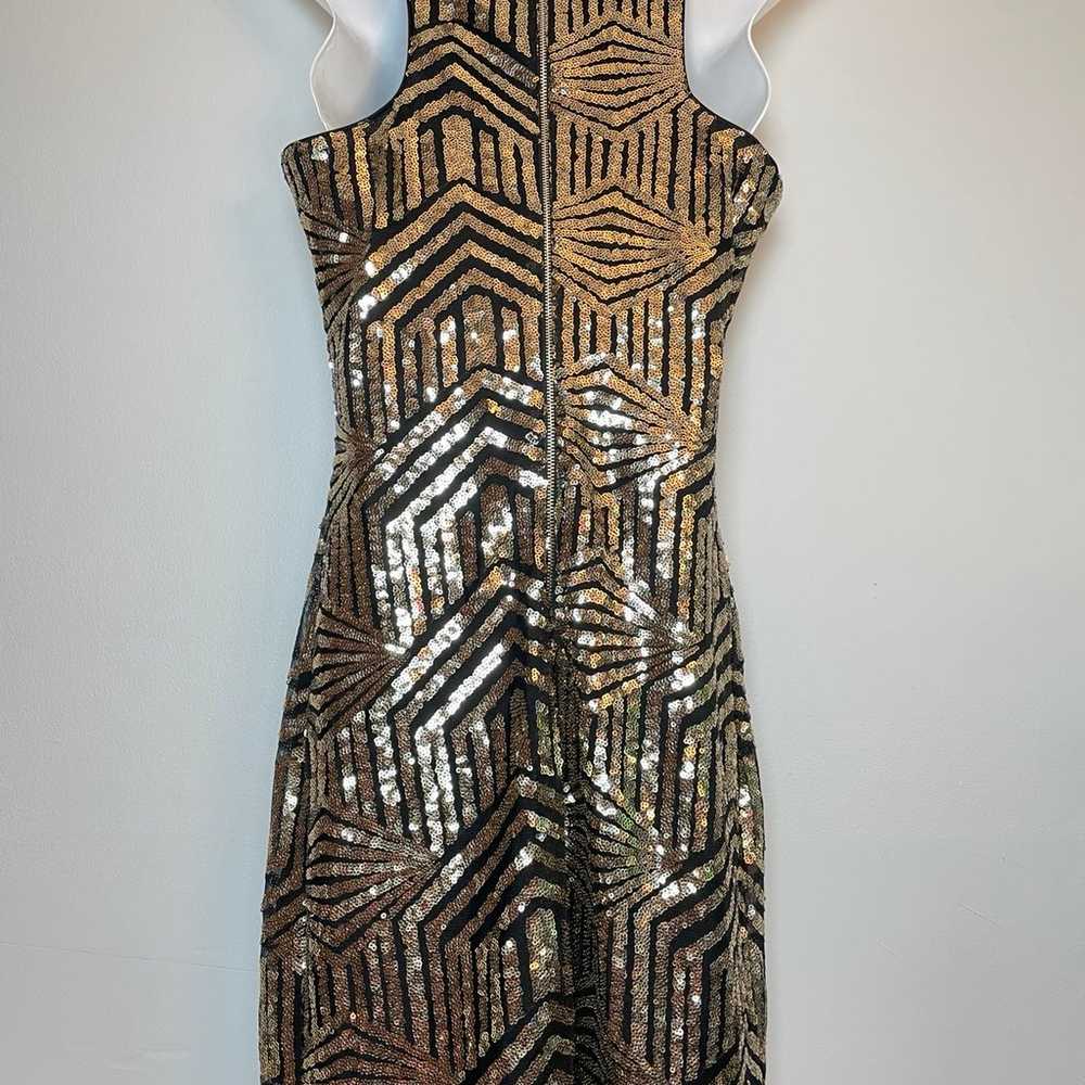 Lulus Royal Flush Black and Gold Sequin Bodycon D… - image 4