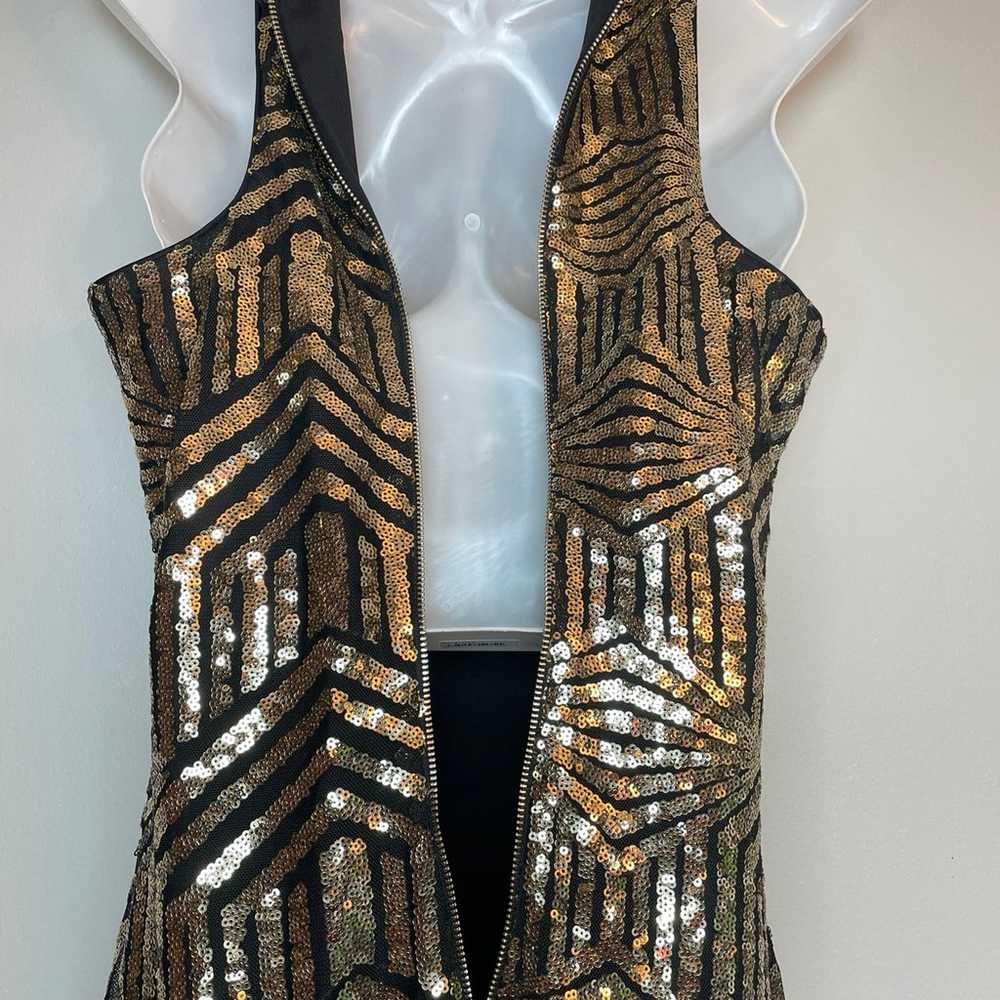 Lulus Royal Flush Black and Gold Sequin Bodycon D… - image 6