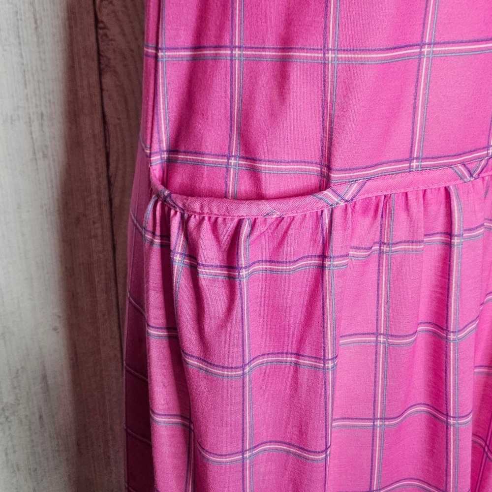 VTG 80s 90s Pink Plaid Tank Dress with Pockets, s… - image 2