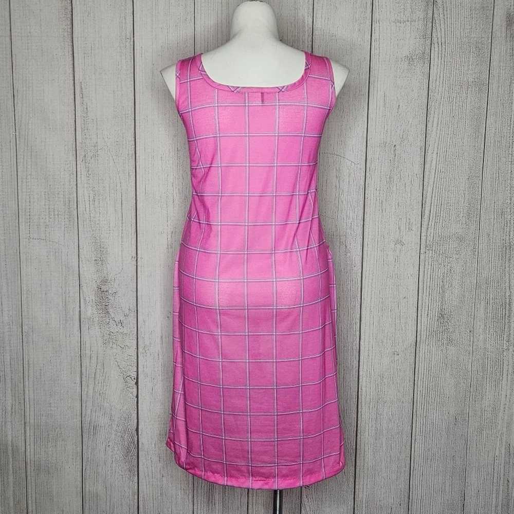 VTG 80s 90s Pink Plaid Tank Dress with Pockets, s… - image 4