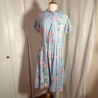 Vintage Floral Midi A Line Coquette Dress - Size M - image 1