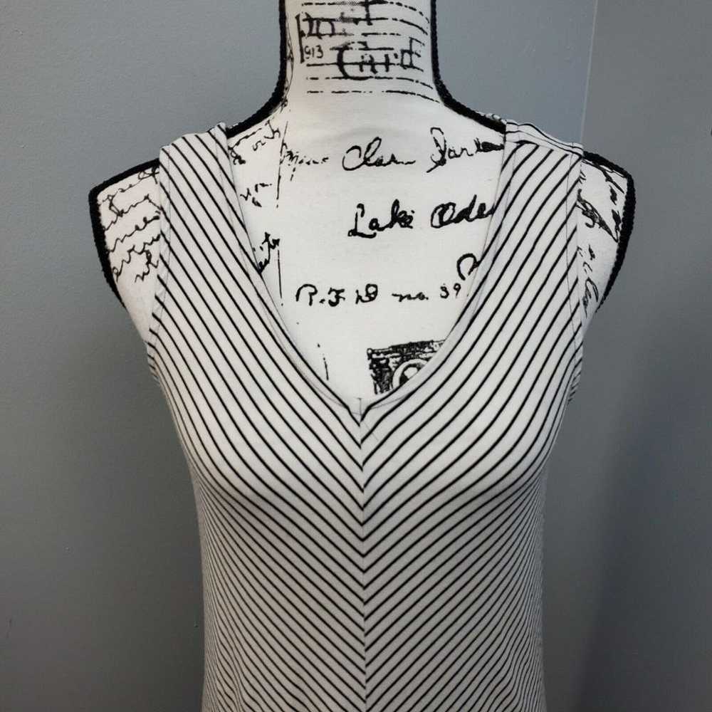 Cable & Gauge Tank Dress Womens Medium Black Whit… - image 3