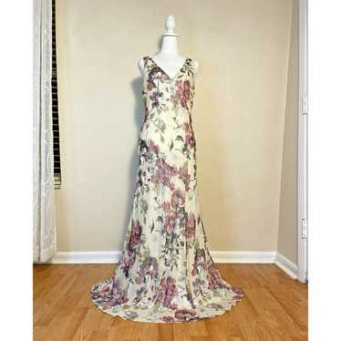 Lauren Ralph Lauren Metallic Floral Chiffon Gown … - image 1