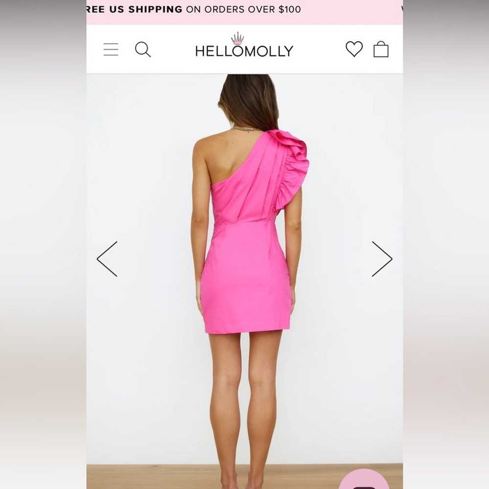 Hello Molly pink one shoulder ruffle dress - image 4