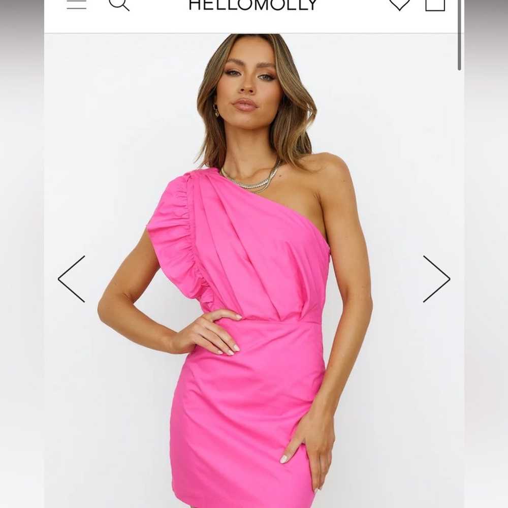 Hello Molly pink one shoulder ruffle dress - image 5