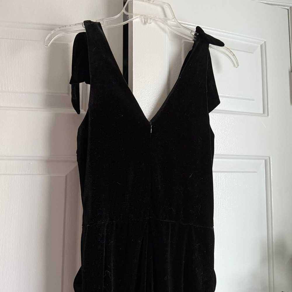 Black velvet jumpsuit with bow detail sz M - image 5