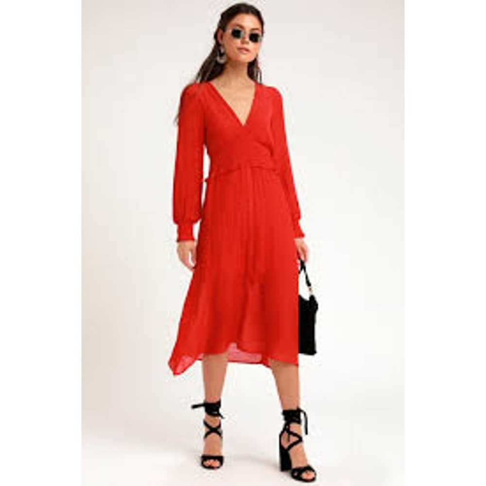 Lulus Go For It Red Long Sleeve Midi Dress with s… - image 2