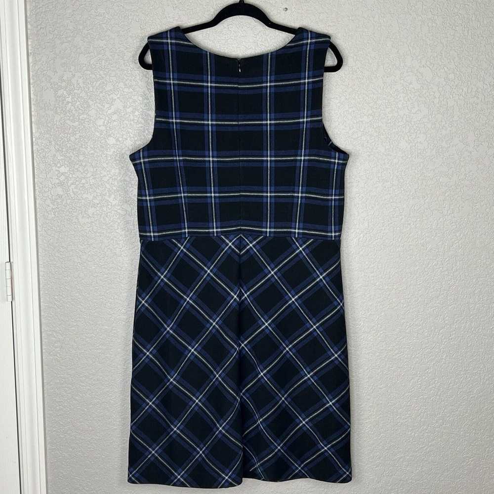 Talbots Size 16 Dress Navy Plaid Sleeveless Knee … - image 3