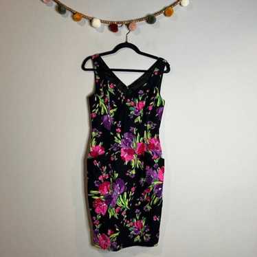 Vintage Y2K Geary Roark Kamisato black floral dres