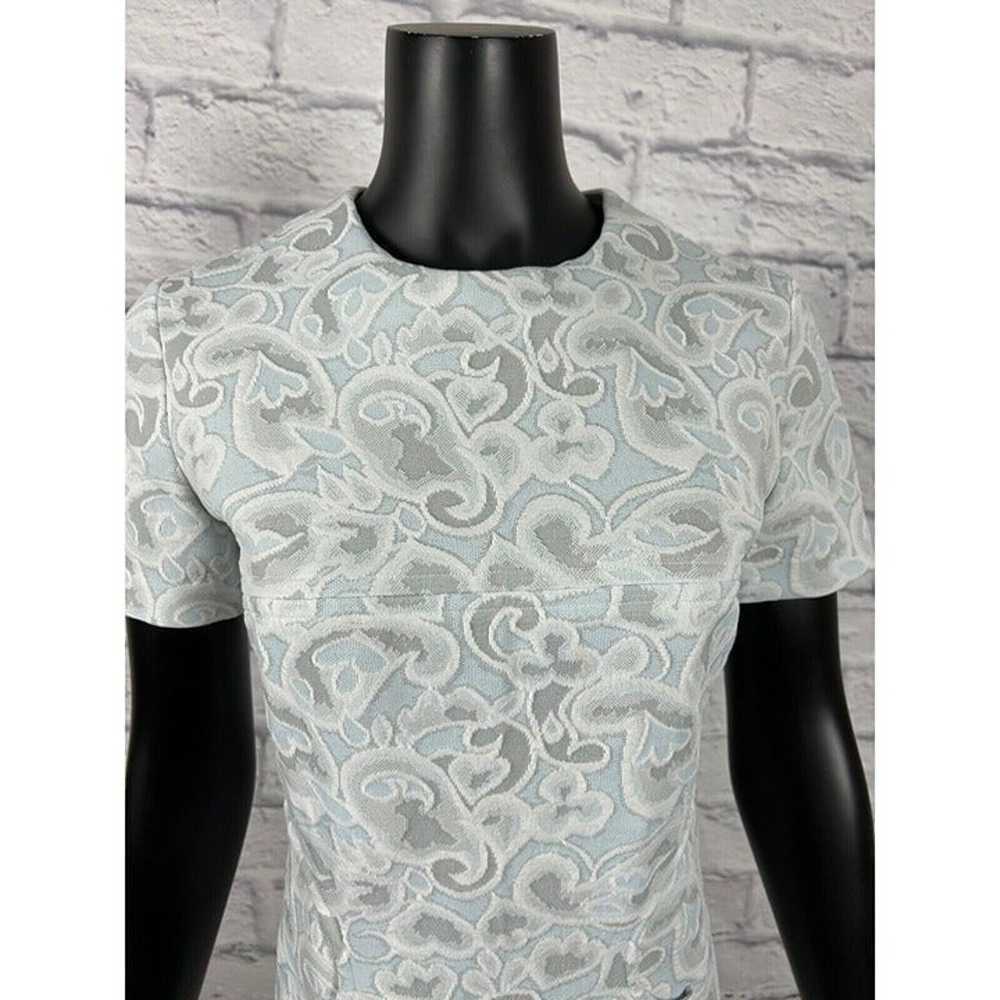 Vintage 60's Powder Blue Jacquard Lace Paisley Ha… - image 2