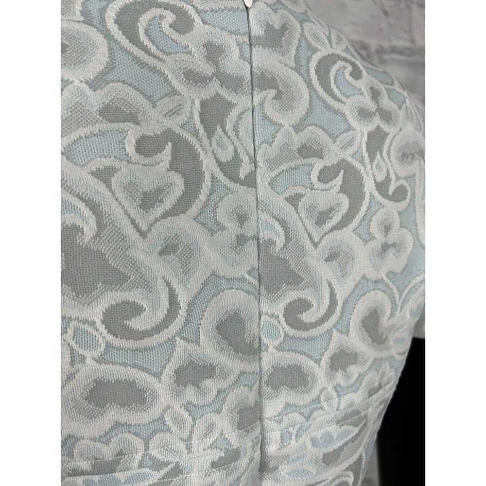 Vintage 60's Powder Blue Jacquard Lace Paisley Ha… - image 5