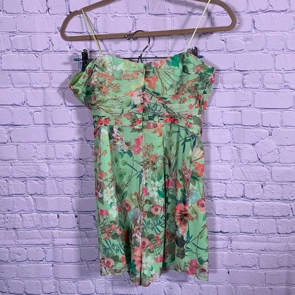 JayGodfrey Floral Romper Strapless Green Size 6 - image 5