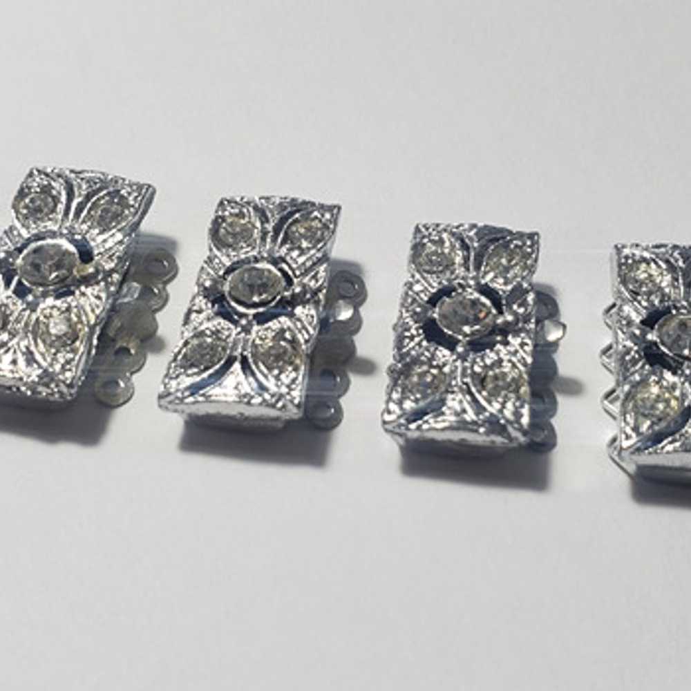 LOT of 4 Vintage Rhinestone 4 Strands Snap Clasp … - image 1