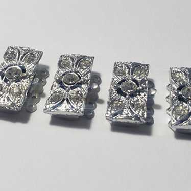 LOT of 4 Vintage Rhinestone 4 Strands Snap Clasp … - image 1