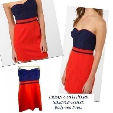 Silence+Noise UO red blue bodycon dress