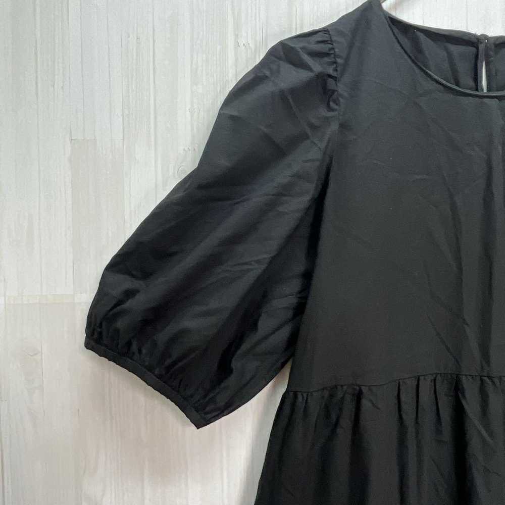 ZARA Puff Sleeve Tiered Skirt Shirt Dress Black L - image 4