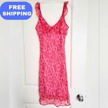 Vintage Forever 21 floral pink midi dress, Size sm