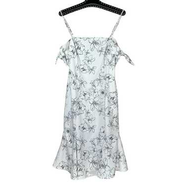 Current Air White Floral Tie Sleeve Midi Dress Me… - image 1