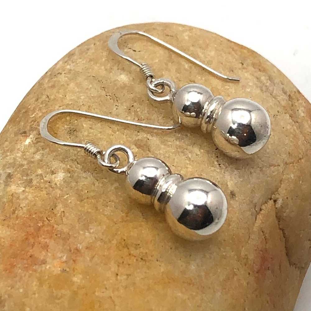 Vintage Shiny Ball Drops Sterling Silver Dangling… - image 1