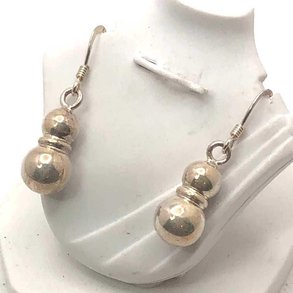 Vintage Shiny Ball Drops Sterling Silver Dangling… - image 3