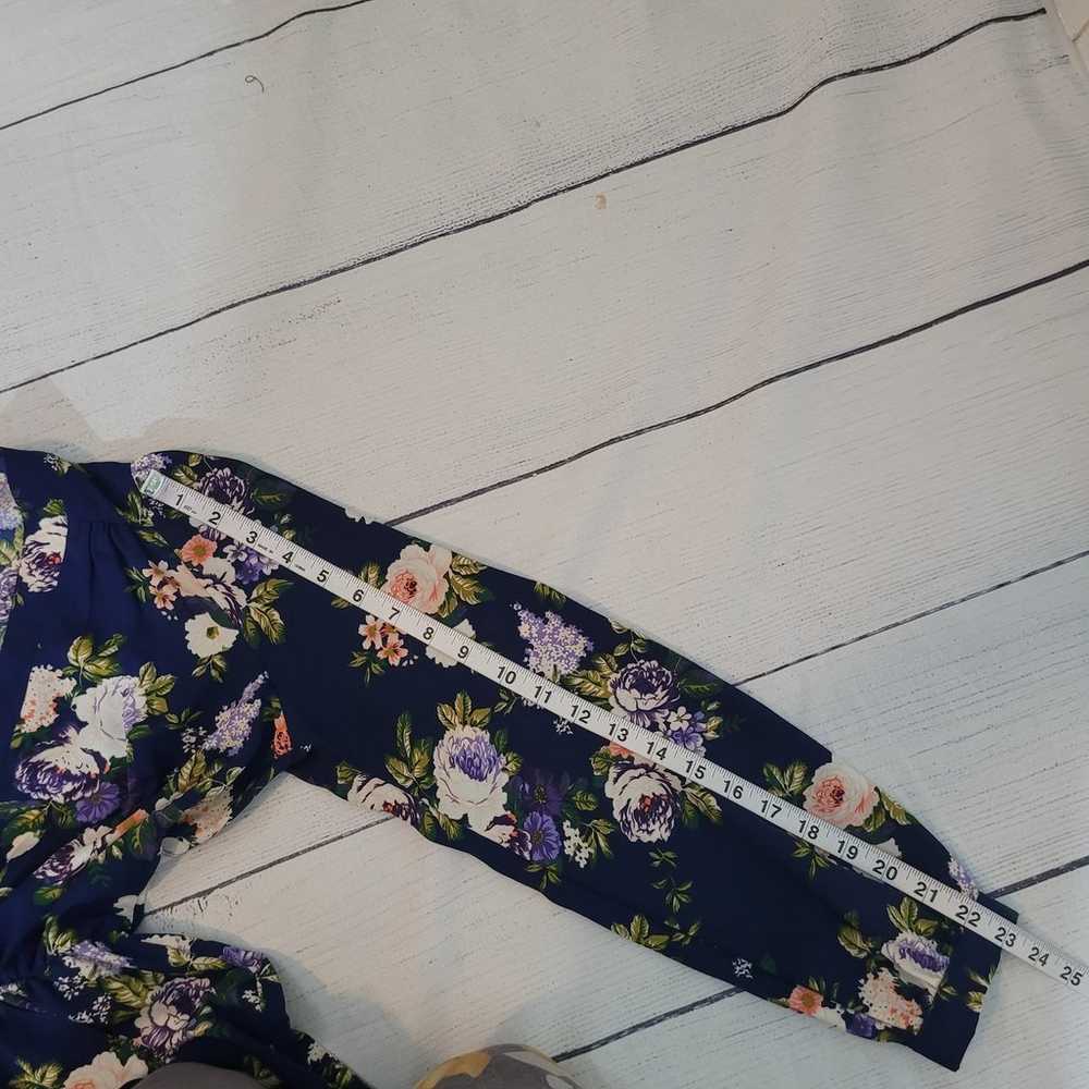 Lulu's  Size M That's a Wrap Navy Blue Floral Pri… - image 9