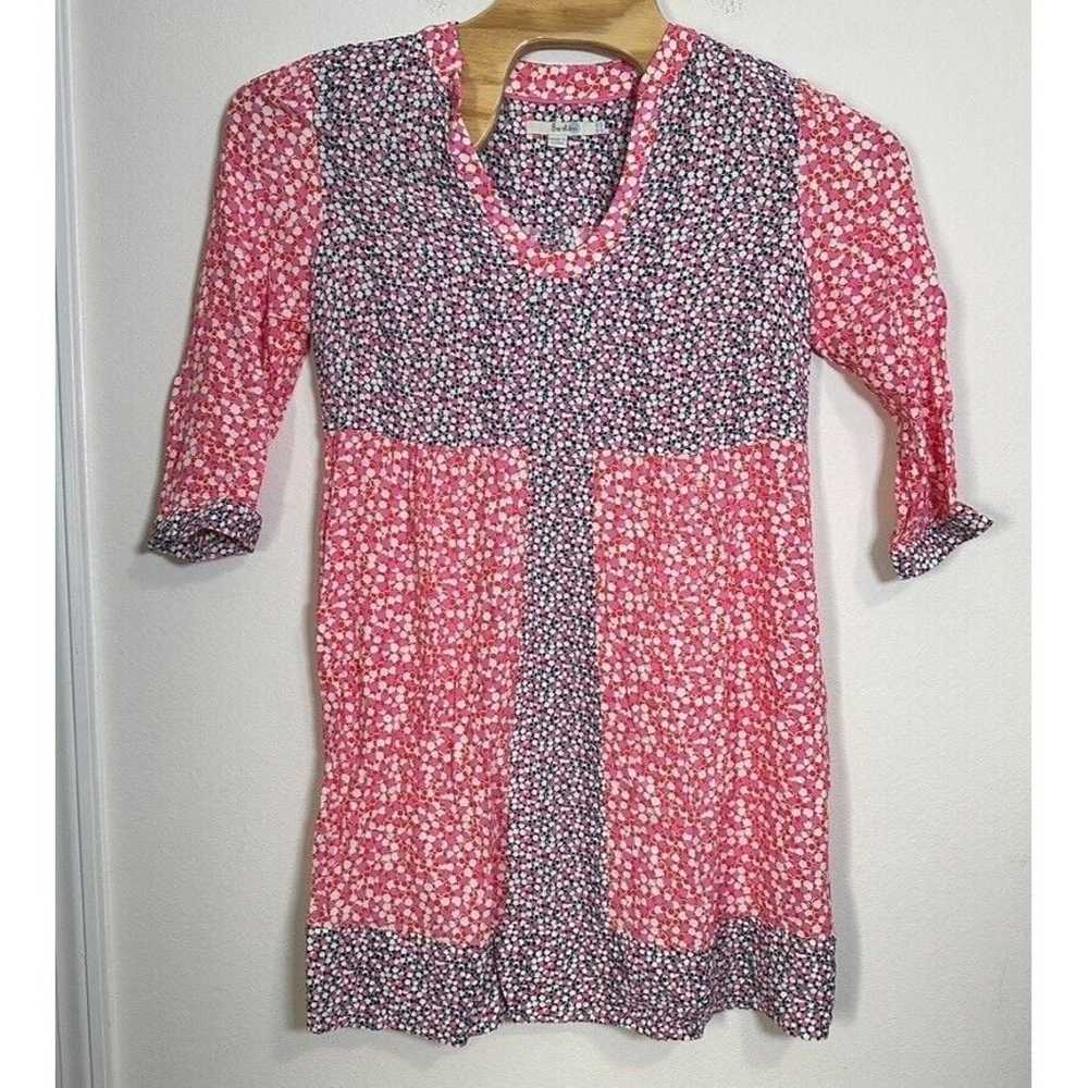 Boden Mollie Pink Blue White Dots V-Neck Bohemian… - image 1