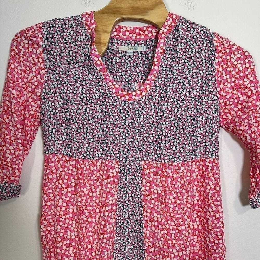 Boden Mollie Pink Blue White Dots V-Neck Bohemian… - image 2