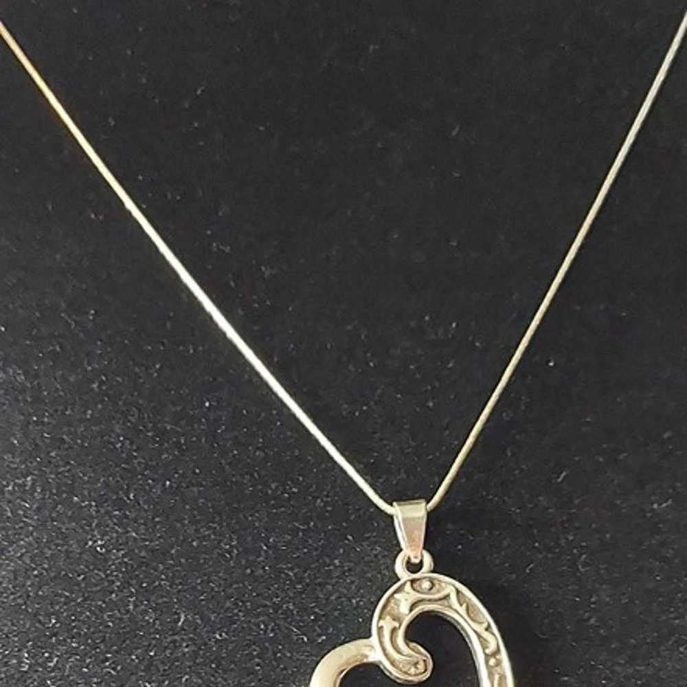 Vintage Sterling Silver Artisan Swirling Heart Pe… - image 2