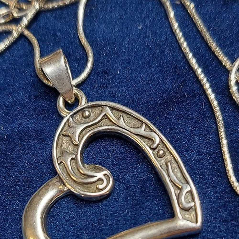 Vintage Sterling Silver Artisan Swirling Heart Pe… - image 5