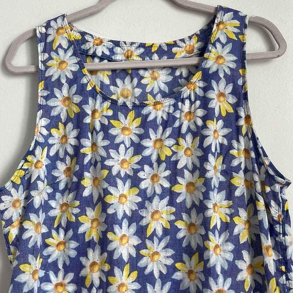 Vintage 90’s Y2K handmade daisy print sleeveless … - image 2