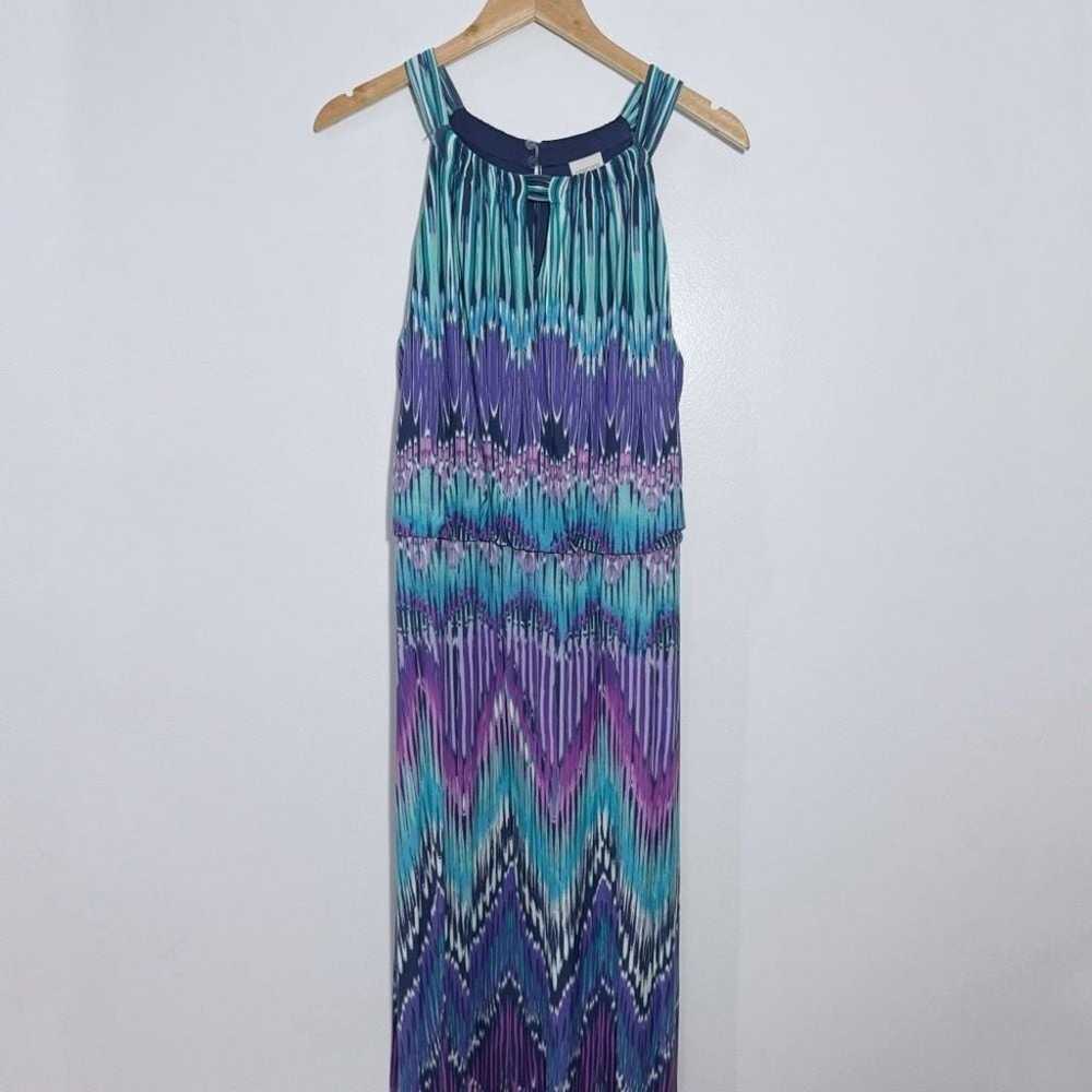 Chicos Jill Ikat Turquoise/Purple Print Halter Ma… - image 2