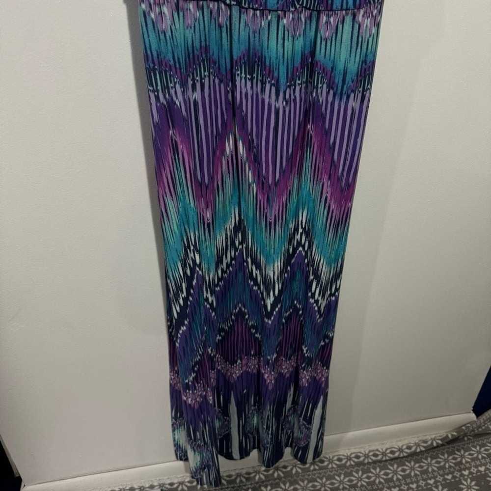 Chicos Jill Ikat Turquoise/Purple Print Halter Ma… - image 3